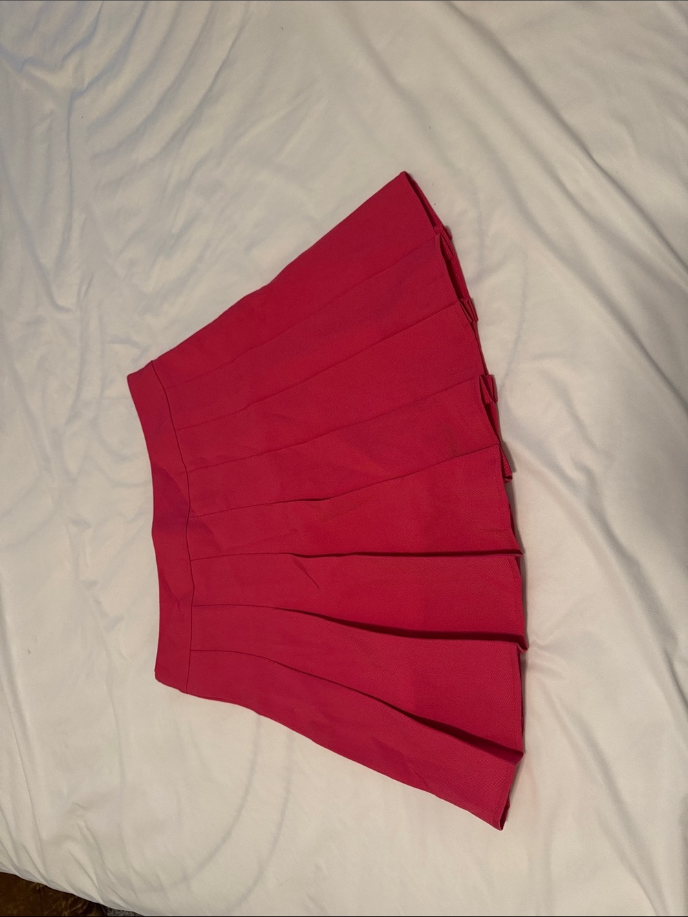 Bright Pink Pleated Mini Skirt